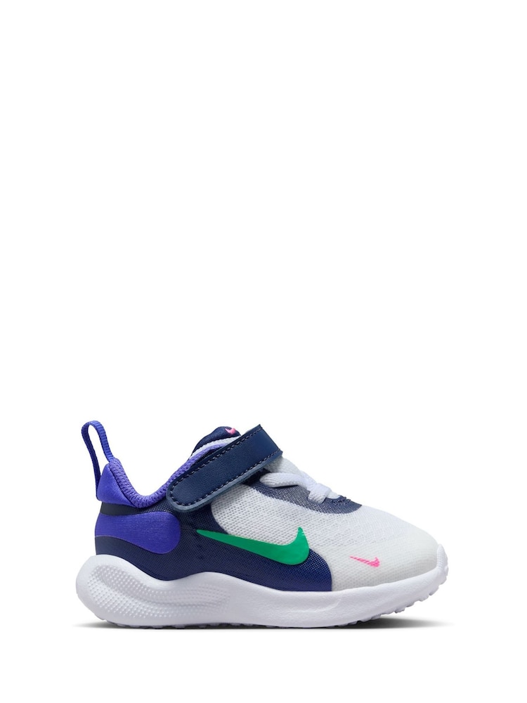 Nike White/Green/Purple Infant Revolution 7 Trainers - Image 1 of 10
