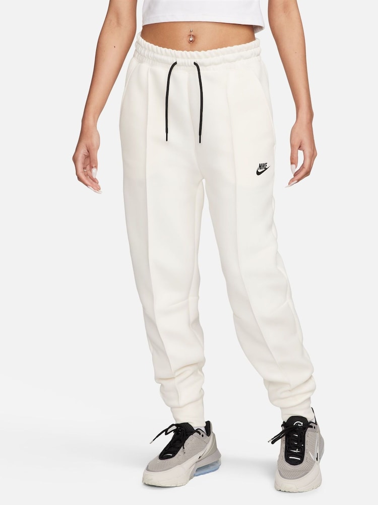 Nike White Tech Fleece Mid Rise Joggers - Image 1 of 9
