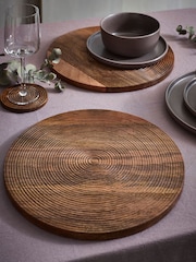 Set of 2 Natural Bronx Etched Wooden Placemats - Image 1 of 5