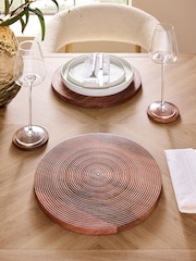 Set of 2 Natural Bronx Etched Wooden Placemats - Image 2 of 5