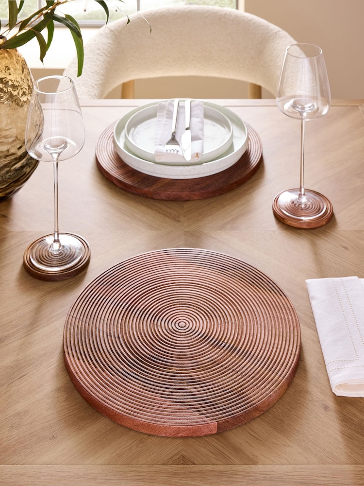 Set of 2 Natural Bronx Etched Wooden Placemats - Image 2 of 5