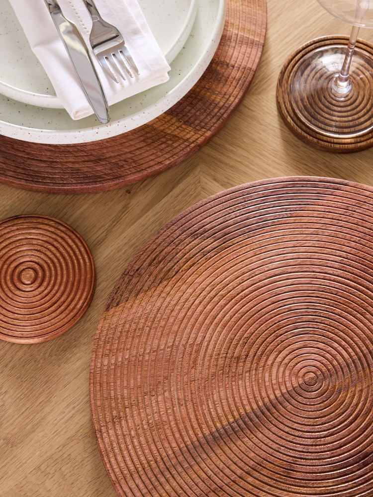Set of 2 Bronx Etched Wooden Placemats - Image 3 of 5