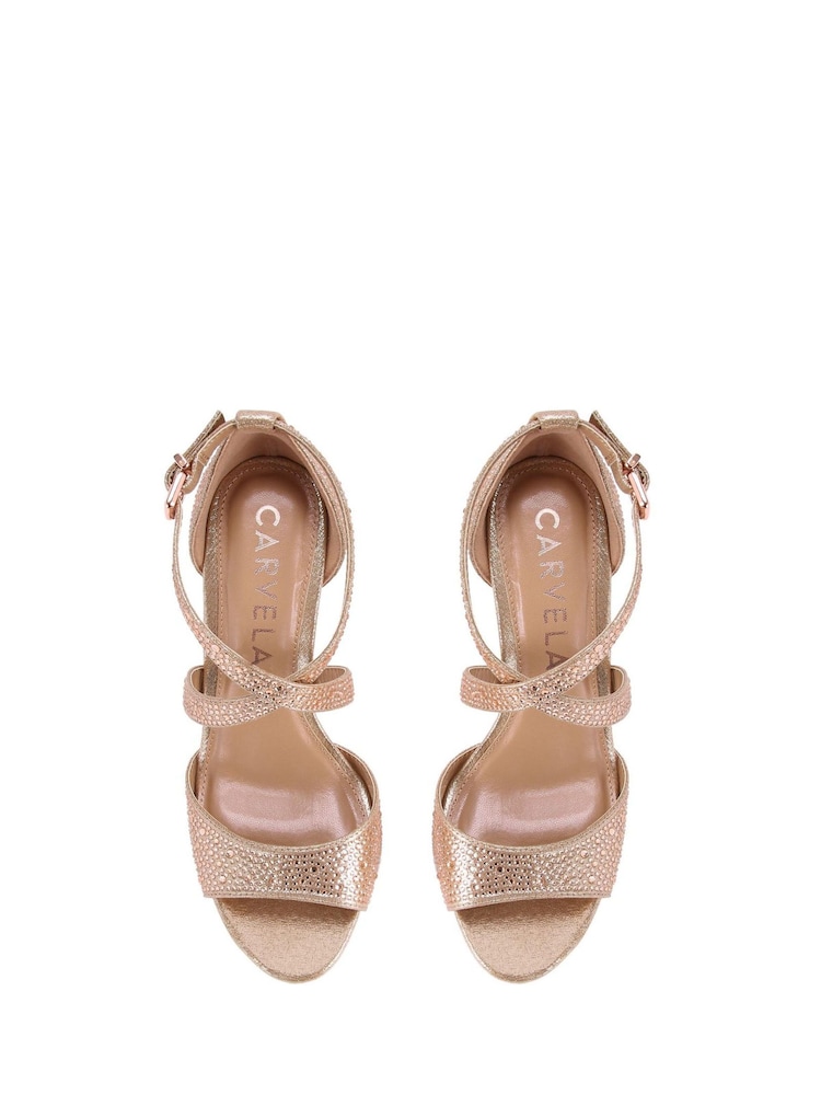 Carvela Gold Kross Jewel Sandals - Image 1 of 5
