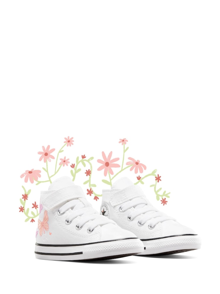 Converse White/Pink Chuck Taylor Butterfly Embroidered Infant Trainers - Image 1 of 11