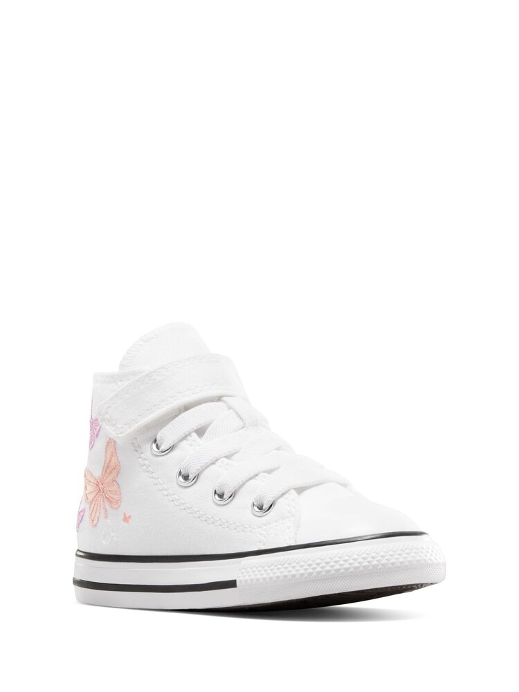 Converse White/Pink Chuck Taylor Butterfly Embroidered Infant Trainers - Image 11 of 11