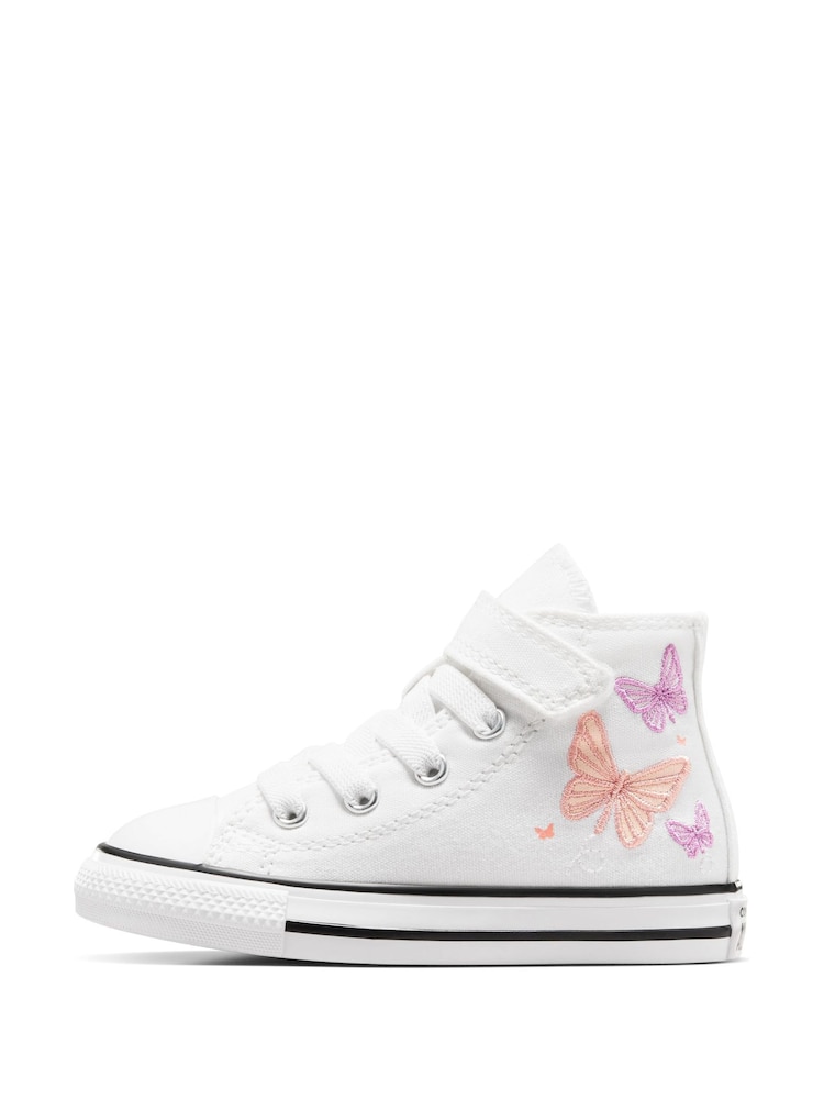 Converse White/Pink Chuck Taylor Butterfly Embroidered Infant Trainers - Image 2 of 11 Converse White/Pink Chuck Taylor Butterfly Embroidered Infant Trainers - Image 2 of 11