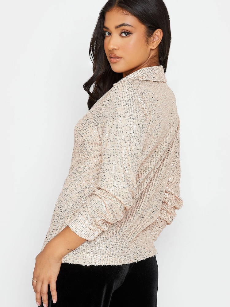 PixieGirl Petite Gold Sequin Shirt - Image 2 of 4