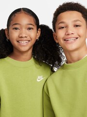 Nike Chartreuse Green Club Fleece Sweatshirt - Image 6 of 7