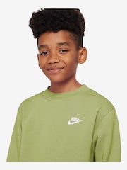 Nike Chartreuse Green Club Fleece Sweatshirt - Image 7 of 7