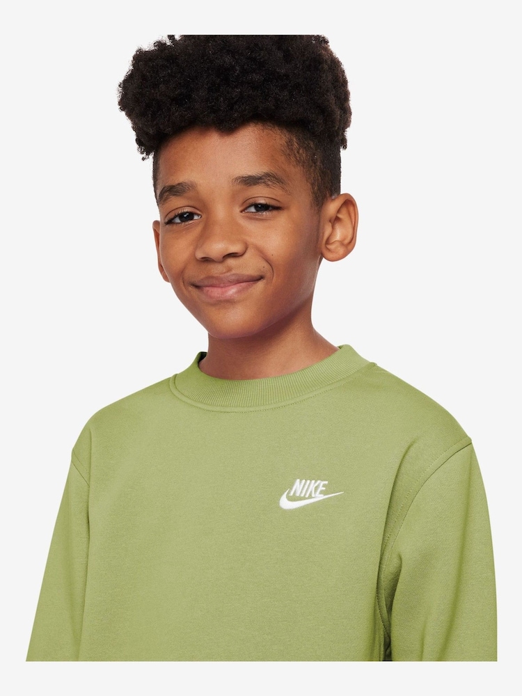 Nike Chartreuse Green Club Fleece Sweatshirt - Image 7 of 7