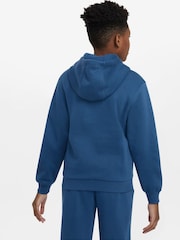 Nike Mid Blue Club Fleece Zip Through Hoodie - Image 2 of 8
