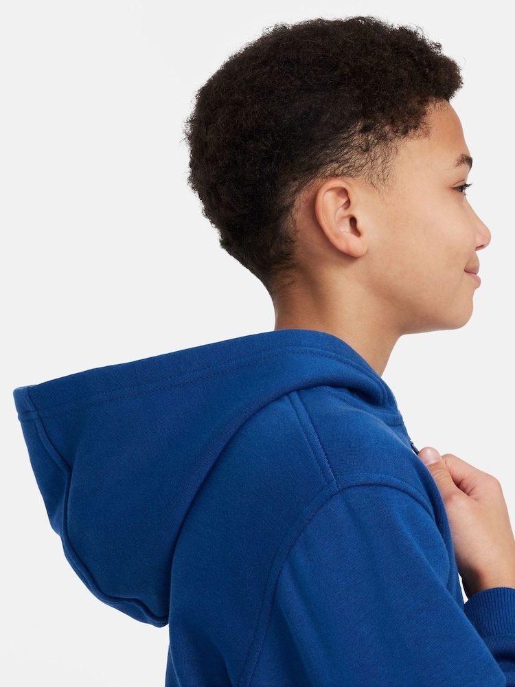 Nike Mid Blue Club Fleece Zip Through Hoodie - Image 4 of 8