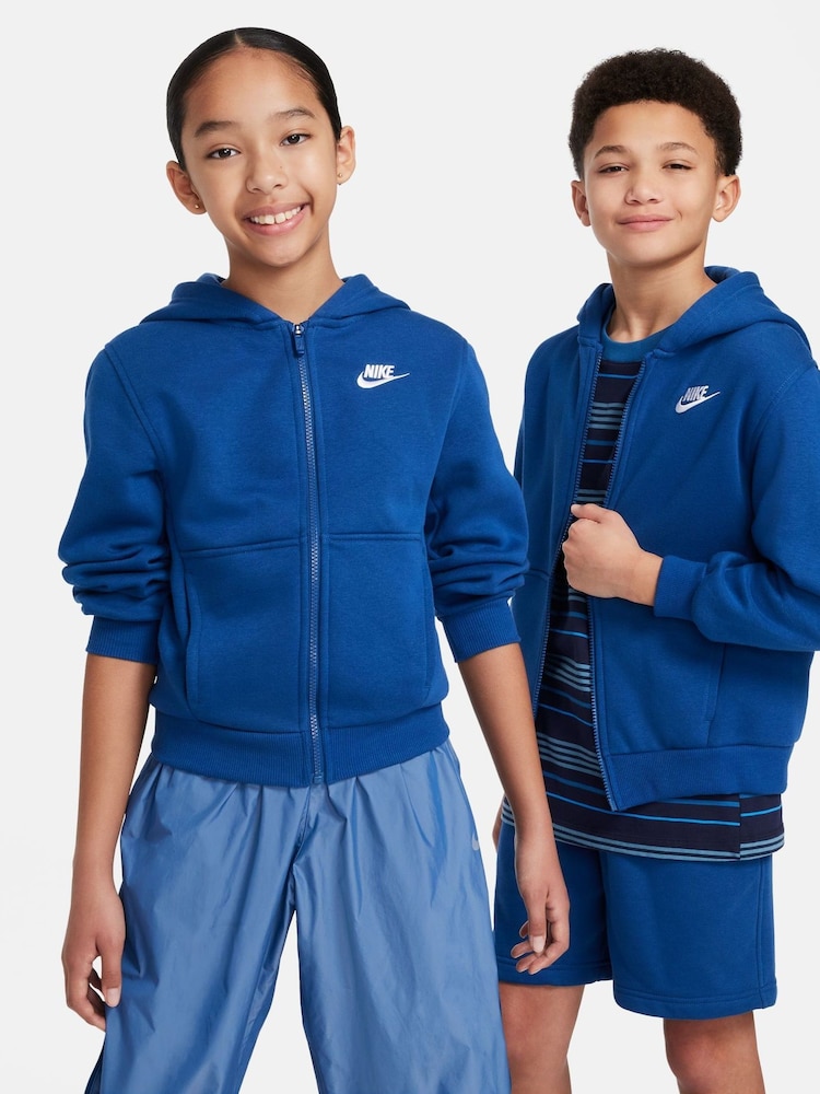 Nike Mid Blue Club Fleece Zip Through Hoodie - Image 5 of 8