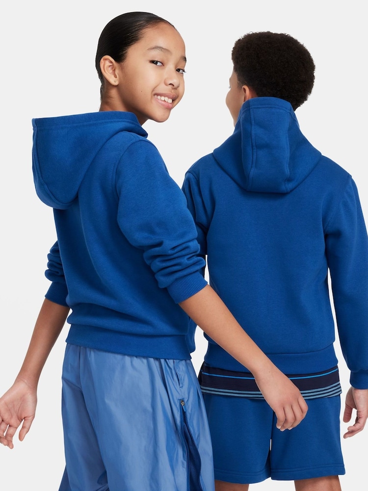 Nike Mid Blue Club Fleece Zip Through Hoodie - Image 6 of 8