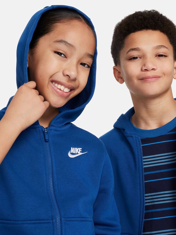 Nike Mid Blue Club Fleece Zip Through Hoodie - Image 7 of 8
