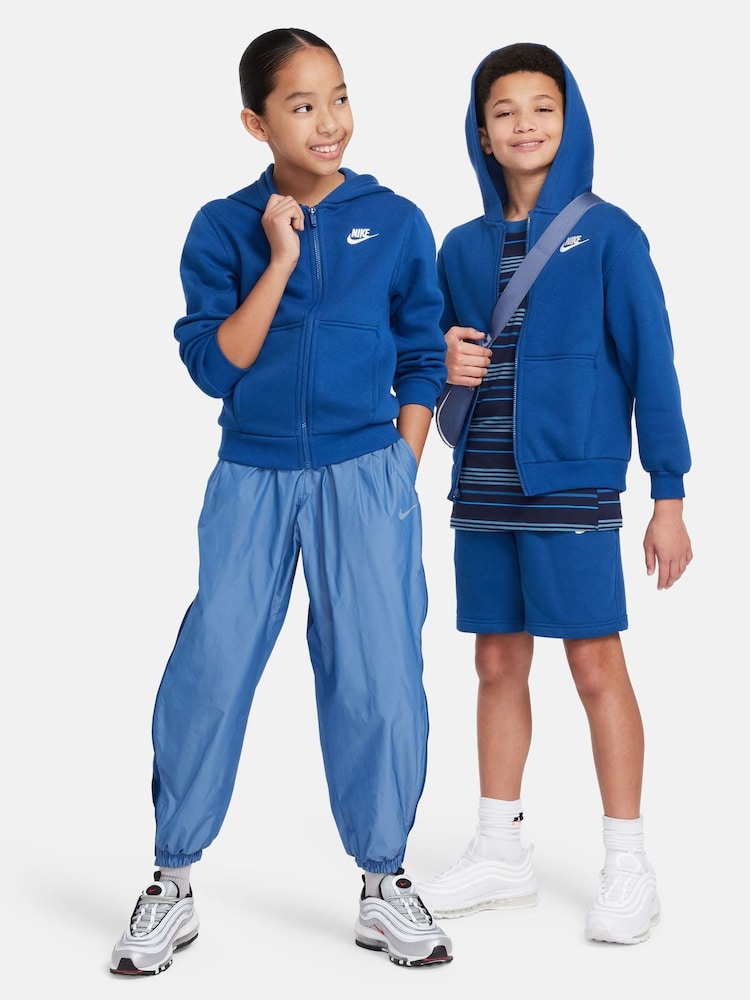 Nike Mid Blue Club Fleece Zip Through Hoodie - Image 8 of 8