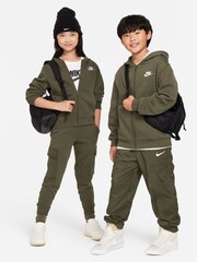 Nike Dark Khaki Club Fleece Zip Through Hoodie - Image 4 of 5