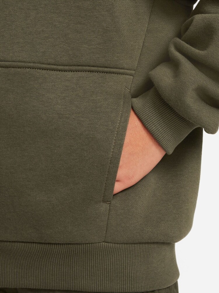 Nike Dark Khaki Club Fleece Zip Through Hoodie - Image 5 of 5