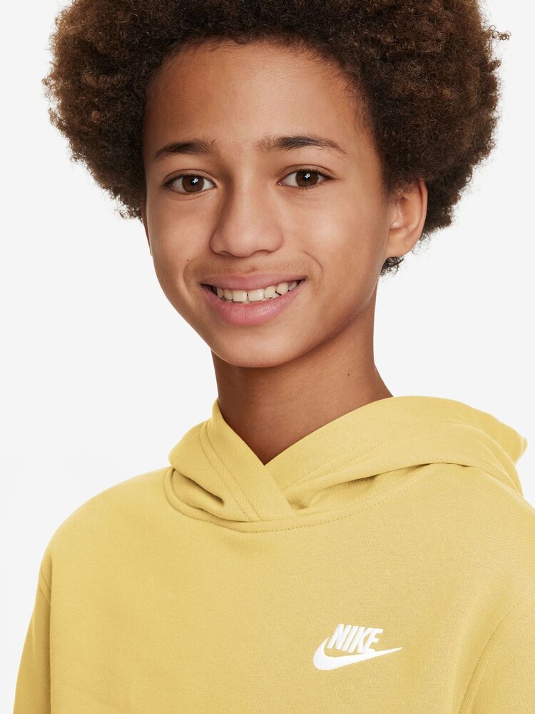 Nike Pale Yellow Club Fleece Overhead Hoodie - Image 6 of 7