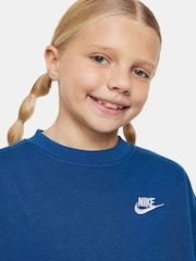 Nike Bright Blue Oversized Club Fleece Sweatshirt - Image 4 of 4