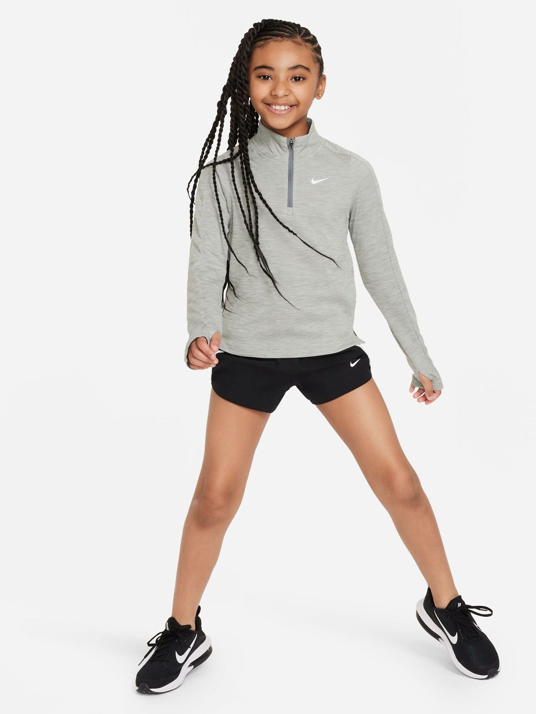 Buy Nike Dark Grey Heather Dri FIT Long Sleeve Half Zip Top from Next Luxembourg