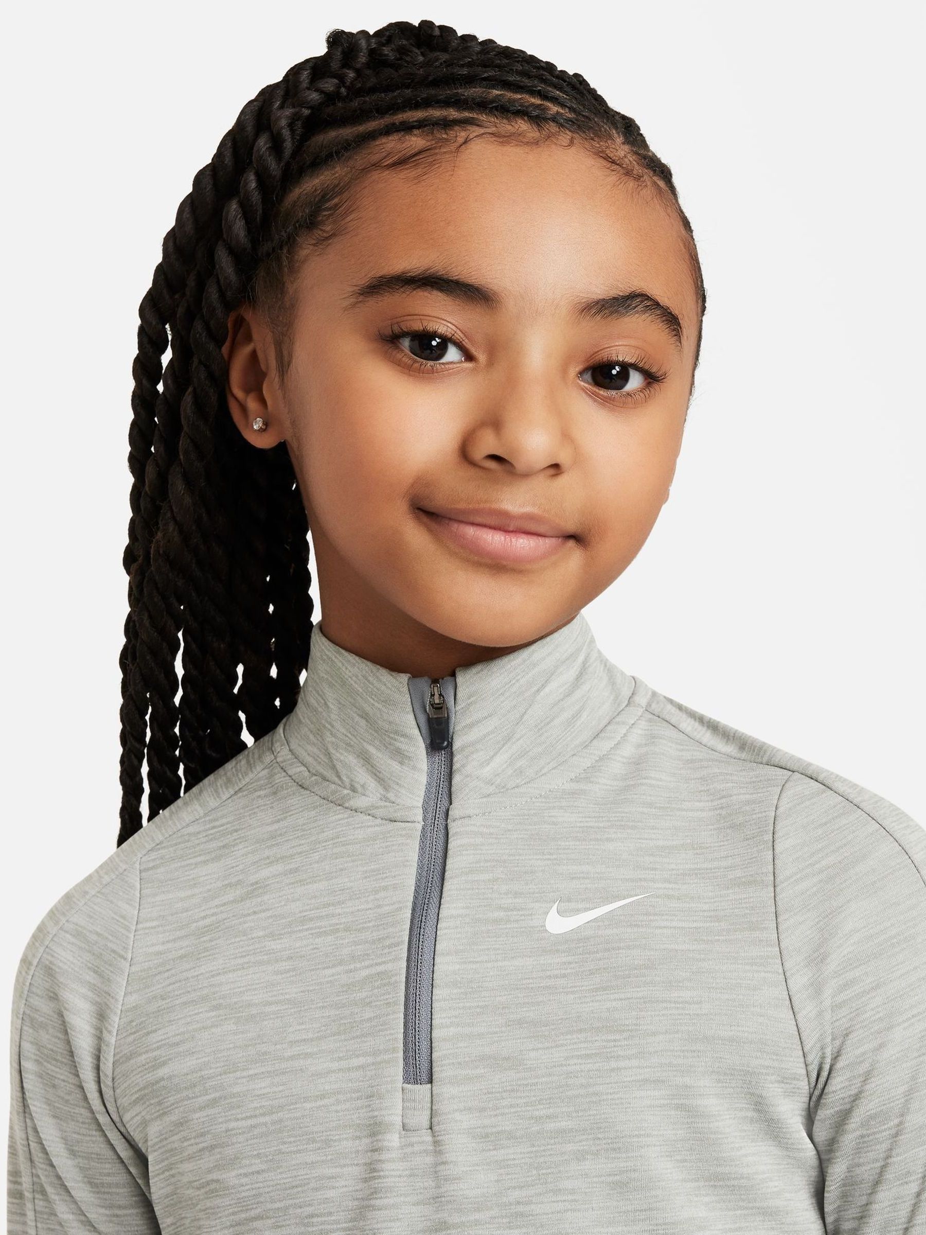 Buy Nike Dark Grey Heather Dri-FIT Long Sleeve Half Zip Top from
