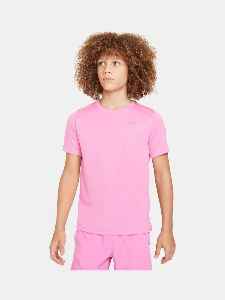 Nike Bright Pink Dri-FIT Miler T-Shirt - Image 1 of 5