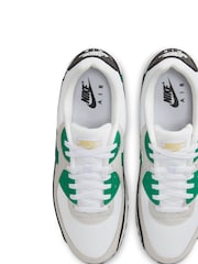Nike White/Green Air Max 90 Trainers - Image 6 of 10