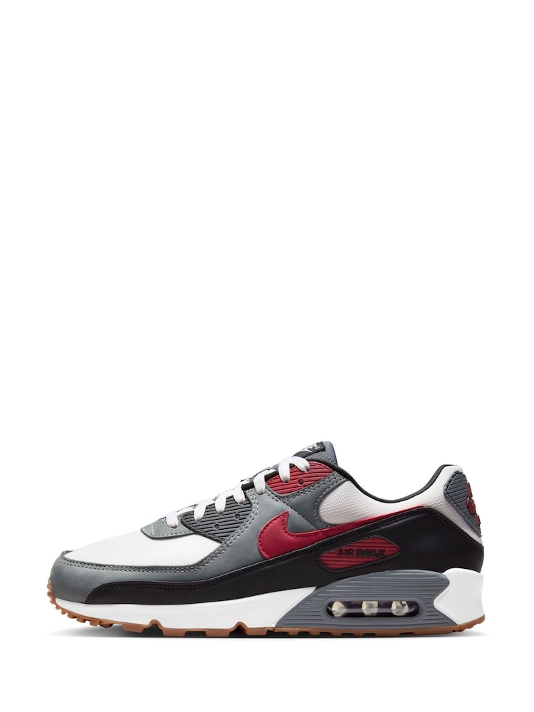 Nike Red/White Air Max 90 Trainers - Image 2 of 10