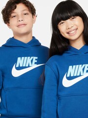 Niebieski - Polarowa bluza Nike Club z logo i kapturem - Image 6 of 7
