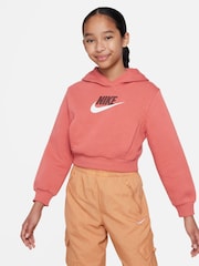 Nike Dark Pink Club Fleece Cropped Hoodie - Image 1 of 6