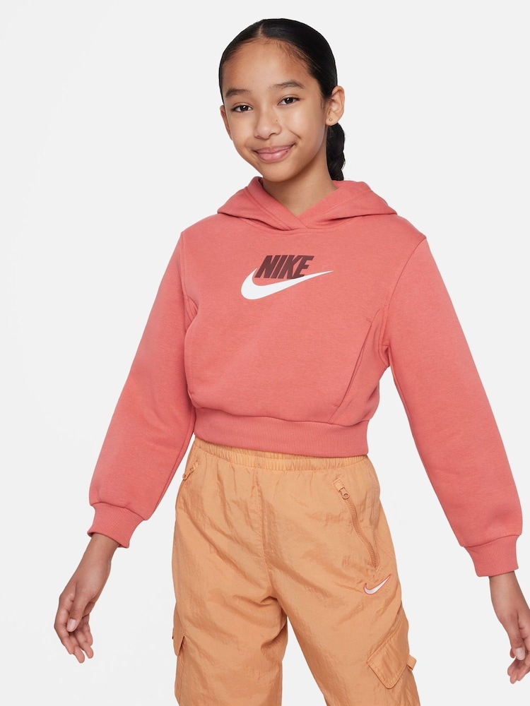 Nike Dark Pink Club Fleece Cropped Hoodie - Image 1 of 6