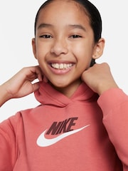Nike Dark Pink Club Fleece Cropped Hoodie - Image 4 of 6