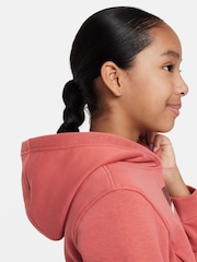 Nike Dark Pink Club Fleece Cropped Hoodie - Image 6 of 6