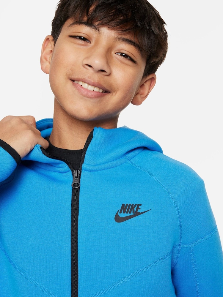 Nike Bright Blue Tech Fleece Zip Through Hoodie - Image 4 of 5