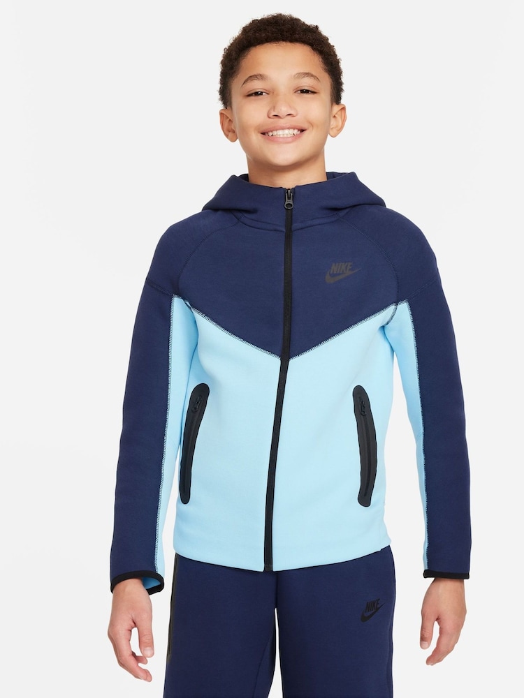 Nike Blue/Navy Tech Fleece Zip Through Hoodie - Image 1 of 5