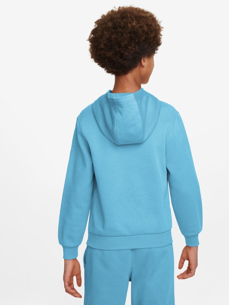 Nike Bright Blue Club Fleece Overhead Hoodie - Image 6 of 7