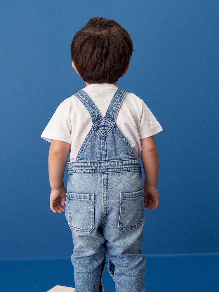 Light Blue 100% Cotton Denim Dungarees (3mths-7yrs) - Image 2 of 6
