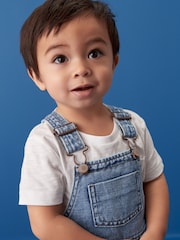 Light Blue 100% Cotton Denim Dungarees (3mths-7yrs) - Image 3 of 6