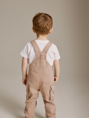 Tan Brown 100% Cotton Cargo Dungarees (3mths-7yrs) - Image 3 of 8