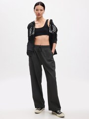 Gap Black Fit Parachute Runaround Cargo Trousers - Image 1 of 4