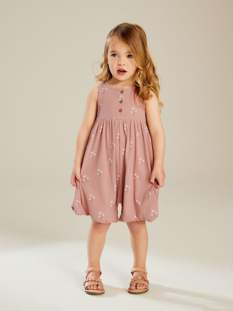 Pink Frill Playsuit (3mths-7yrs) - Image 1 of 6 Pink Frill Playsuit (3mths-7yrs) - Image 1 of 6