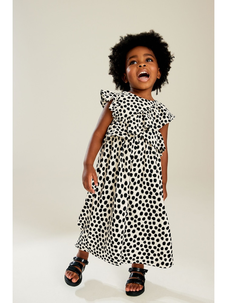 Black/White Sleeveless Frill Jumpsuit (3mths-7yrs) - Image 1 of 7
