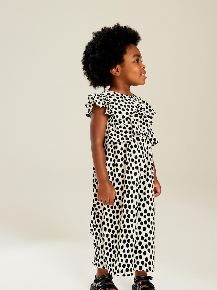 Black/White Sleeveless Frill Jumpsuit (3mths-7yrs) - Image 2 of 7
