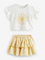Lemon Yellow 100% Cotton Skirt and T-Shirt Set (3mths-7yrs) - Image 5 of 7