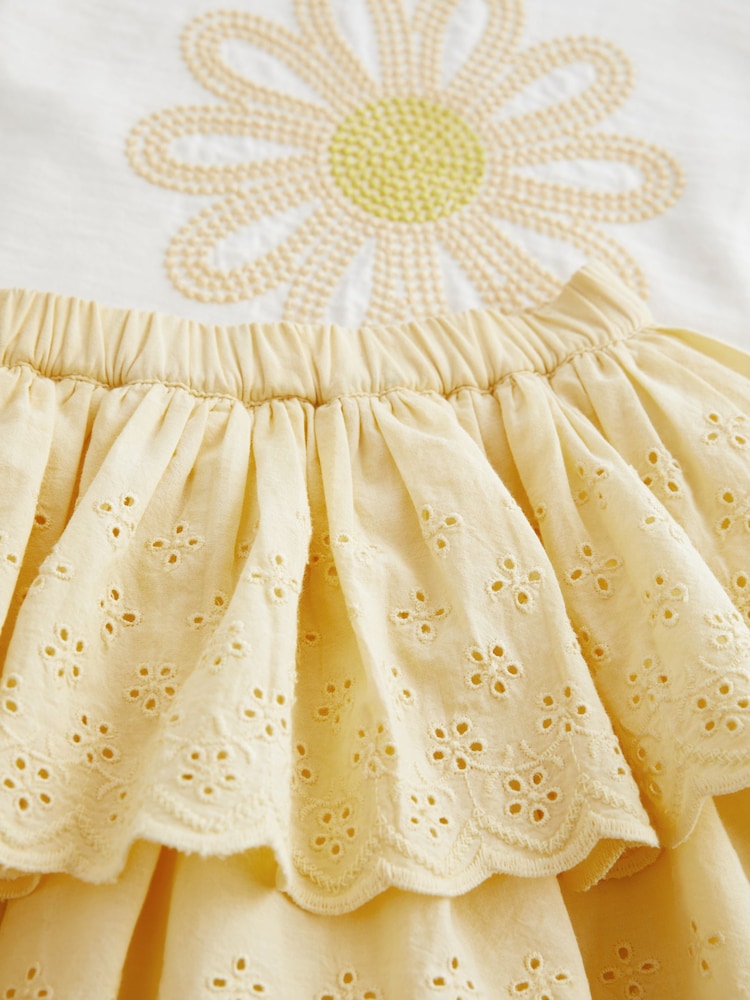 Lemon Yellow 100% Cotton Skirt and T-Shirt Set (3mths-7yrs) - Image 7 of 7