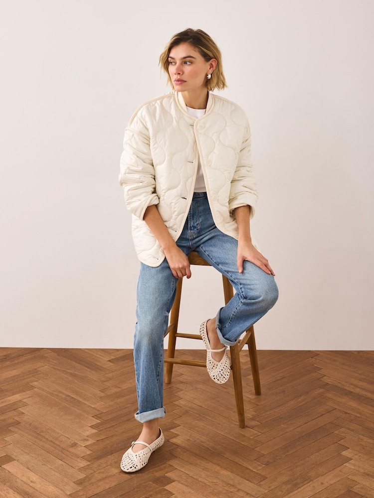 Mint Velvet Cream Quilted Coat - Image 2 of 7