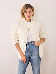 Mint Velvet Cream Quilted Coat - Image 4 of 7