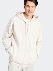 adidas Cream Essentials Fleece 3 Stripes Zip Up Hoodie - Image 1 of 7