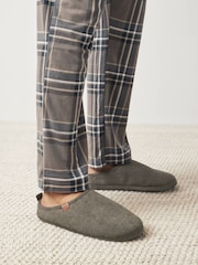 Stone Natural Corduroy Borg Lined Mule Slippers - Image 2 of 7